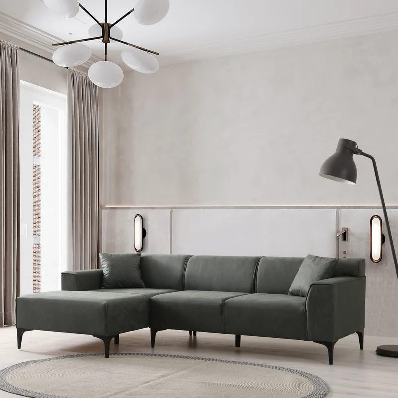 Γωνιακός Καναπές New Petra L Corner - Green 560Are5149 (250x69x145)