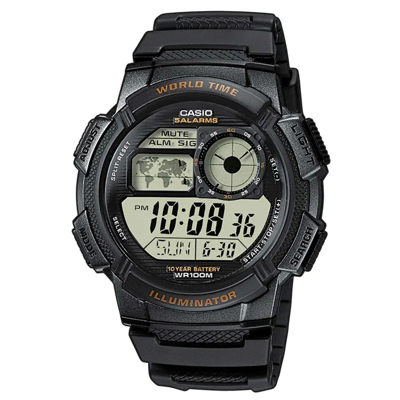 CASIO Collection Digital Black Rubber Strap AE-1000W-1AVEF