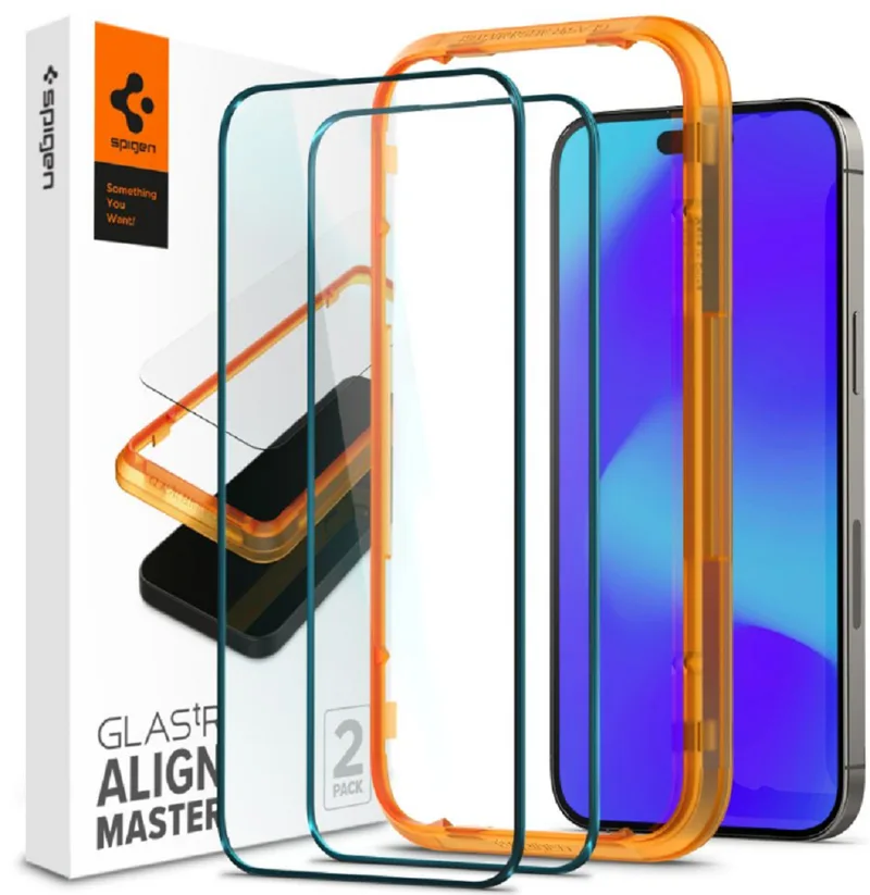 Spigen GLAS.tR ALIGNmaster - Αντιχαρακτικό Fullface Γυάλινο Tempered Glass Apple iPhone 14 Pro - 2 Τεμάχια - Black (AGL05216)