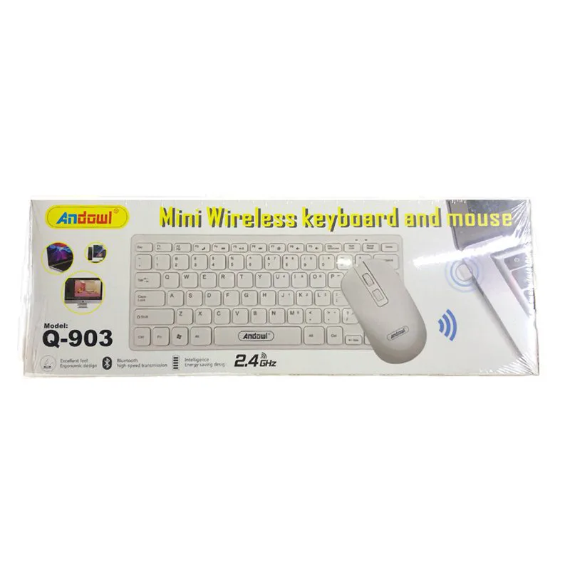 Andowl Q-903 Ασύρματο Σετ Πληκτρολόγιο & Ποντίκι Αγγλικό US Λευκό