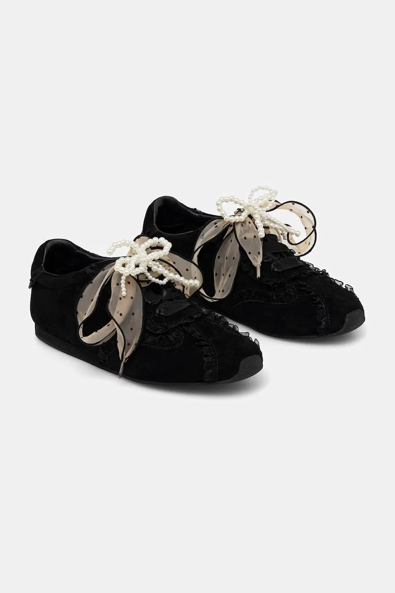 Σουέτ sneakers Answear.LAB SOFT LACE BLACK