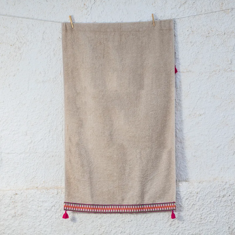 Πετσέτα Θαλάσσης (80x160) White Fabric Bohari Μπεζ
