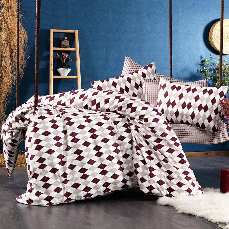 Φανελένιο Σεντόνι Υπέρδιπλο Σετ Dimcol Diamond 326 Red 220x240