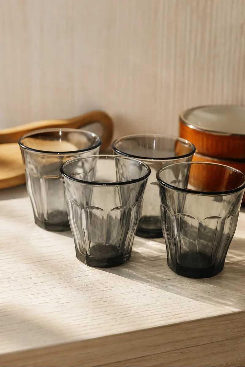 Ποτηρι Απο Σκουρο Γυαλι 360ML Σετ Των 4 8.8x8.8x12.4cm Μονόχρωμο OEM