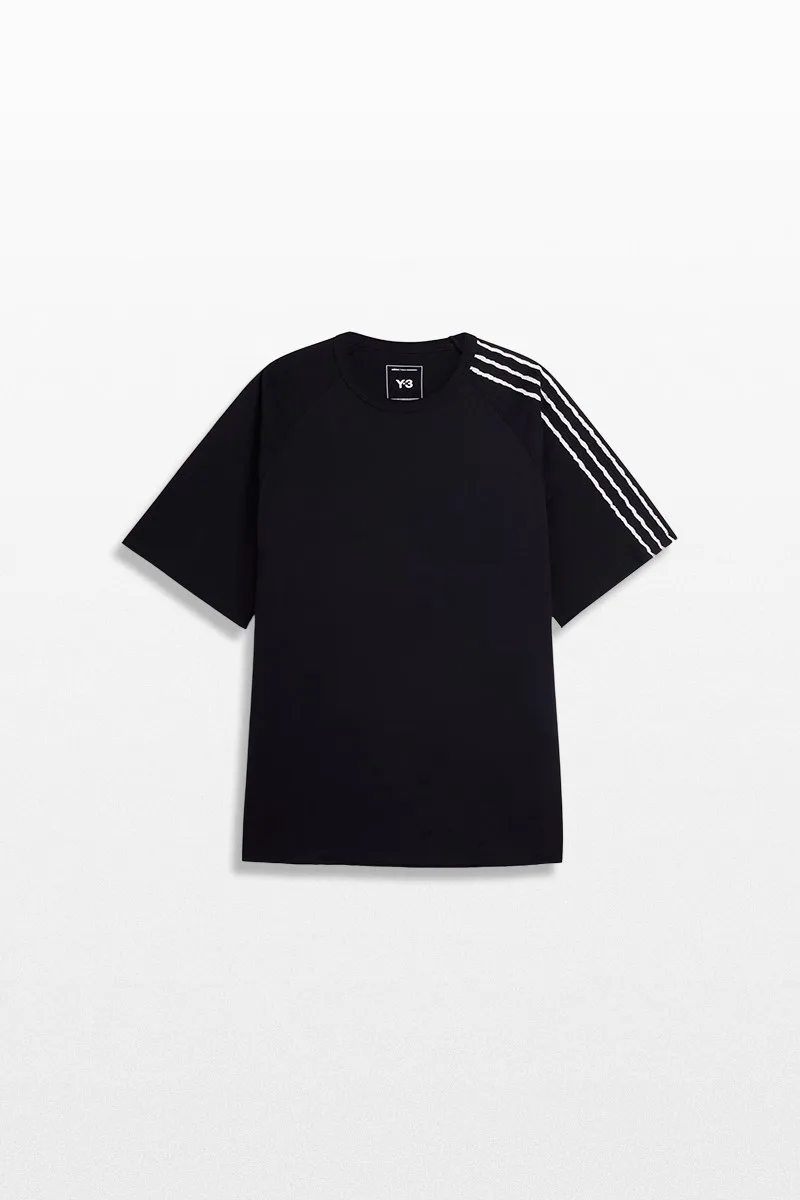 Y-3 Ανδρικό Μαύρο Raw Edge 3 Stripes T-Shirt