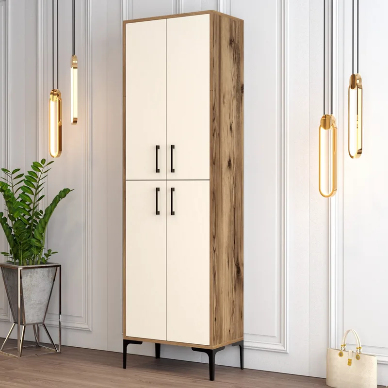 Παπουτσοθήκη Berlin A - Walnut, Cream 845Hct4105 (60x200x35 cm)