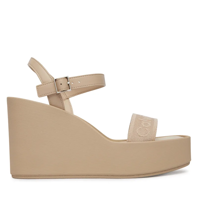 Σανδάλια Calvin Klein Wedge 70 Sndl Webbing Lth HW0HW02882 Μπεζ