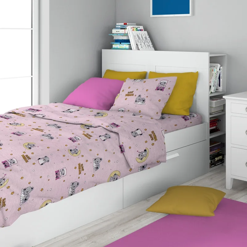 Σετ Παιδικά Σεντόνια Μονά 3 Τεμαχίων Dimcol Sweet Dreams 550 Ροζ 160x240