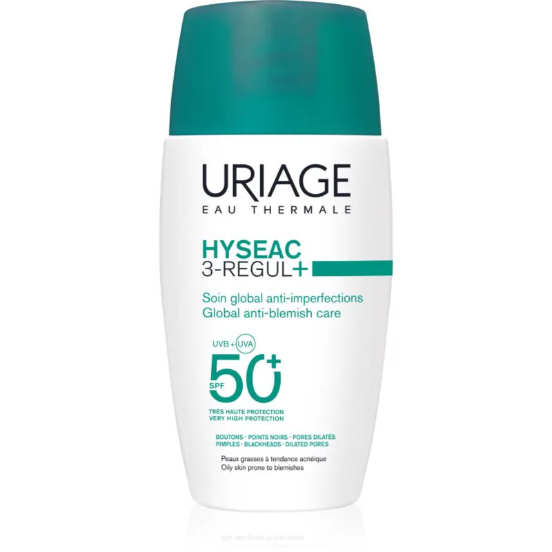 Uriage Hyseac 3-Regul+ Global Anti-Blemish Care SPF50+ κρέμα ημέρας για λιπαρή επιδερμίδα SPF 50+ 50 ml