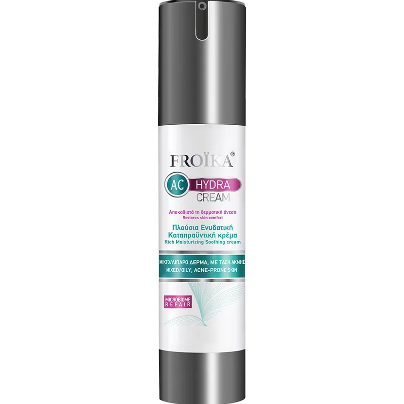 Froika AC Hydra Cream for Mixed / Oily Acne-Prone Skin Πλούσια Ενυδατική & Καταπραϋντική Κρέμα για Μικτό / Λιπαρό Δέρμα με Τάση Ακμής 50ml