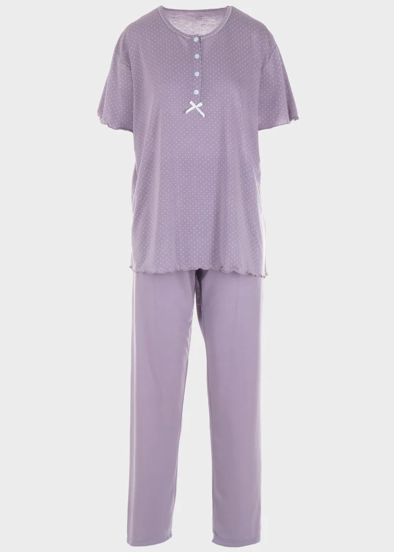 Γυναικεία πιτζάμα κοντό μανίκι all print pois.Ηomewear Collection ΛΙΛΑ