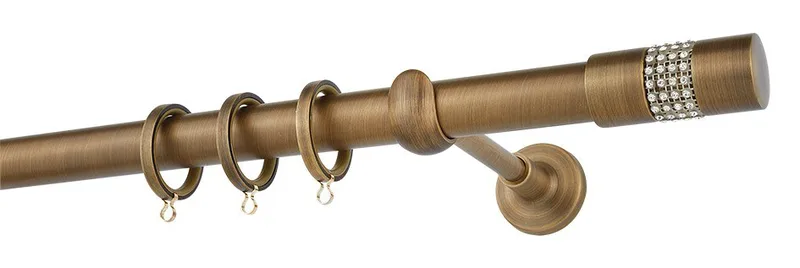 Κουρτινόβεργα Zogometal Easy Line E4134 Μπρονζέ Με Άκρα 01 Crystal