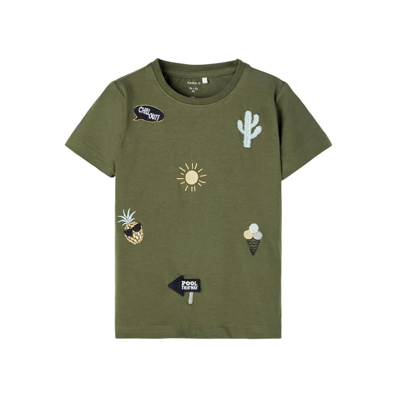 Μπλούζα μακό αγόρι name it-13203021-Olive Night-organic cotton