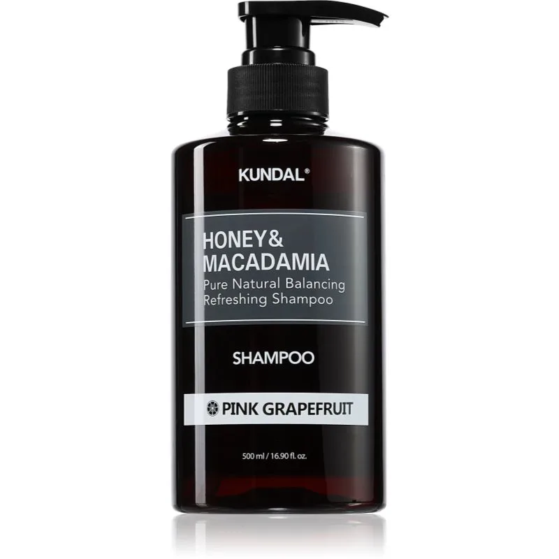KUNDAL Honey & Macadamia Ροζ Grapefruit φυσικό σαμπουάν για ξηρά και κατεστραμμένα μαλλιά 500 ml
