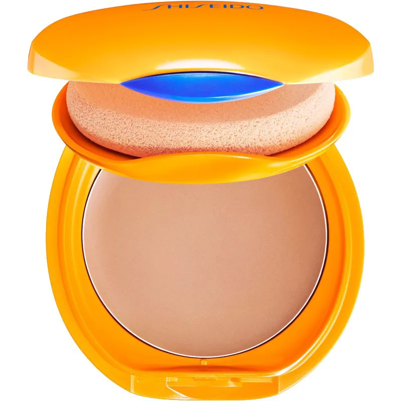 Shiseido Expert Sun Protector Tanning Compact Foundation SPF10 αδιάβροχη συμπαγής πούδρα ανταλλακτικό επαναπληρώσιμο απόχρωση Honey 12 γρ