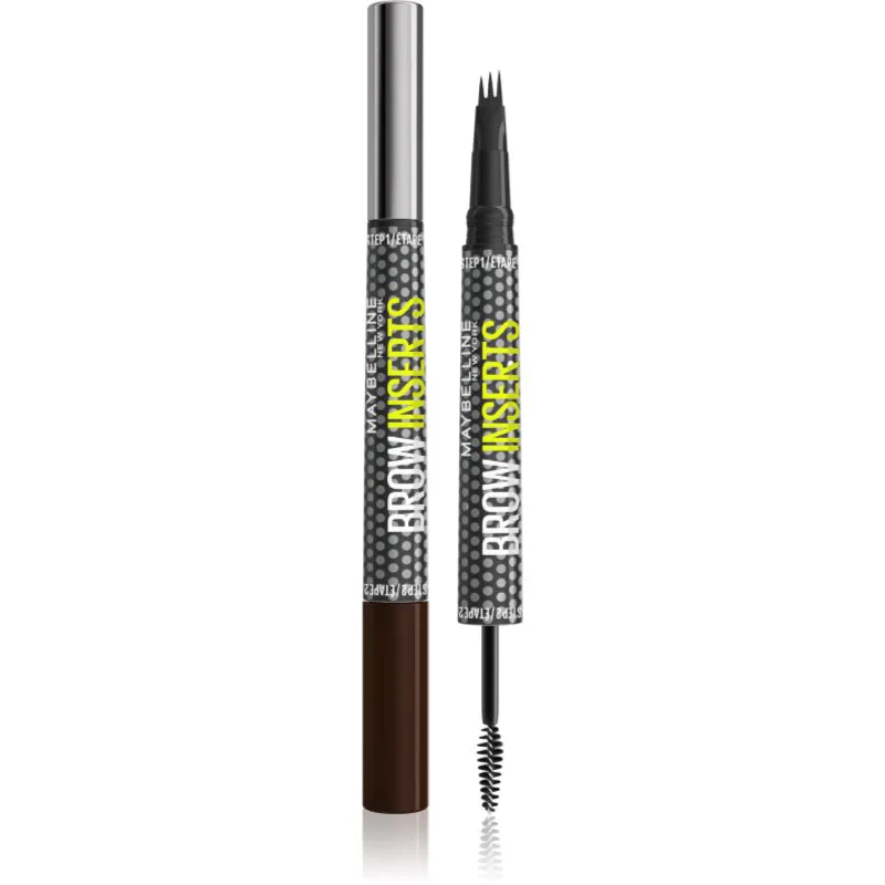 MAYBELLINE NEW YORK Brow Inserts μαρκαδόρος για τα φρύδια με βούρτσα 2 σε1 απόχρωση 06 Black Brown 1.25 ml