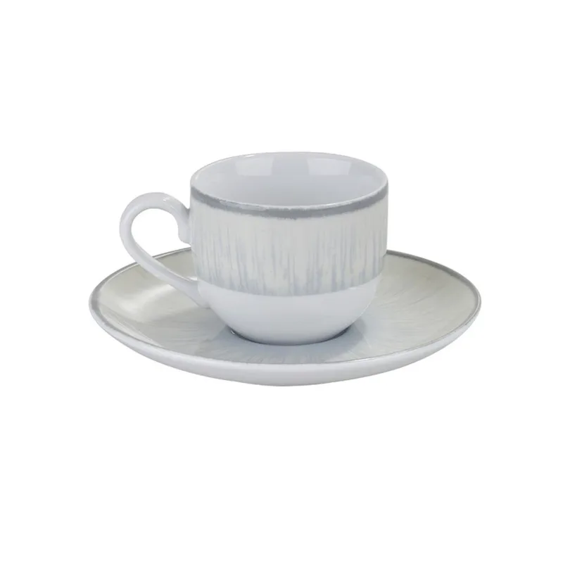 Σετ 6τμχ Φλυτζάνια Καφέ Πορσελάνης 90ml Water Lily Grey Oriana Ferelli PR243366410 (Υλικό: Πορσελάνη, Χρώμα: Γκρι) - Oriana Ferelli - PR243366410
