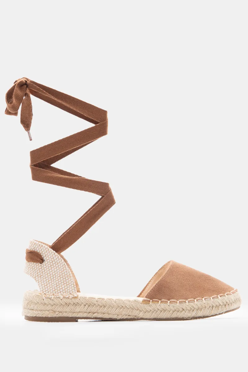 LUIGI DESIGN - Flat Εσπαντρίγιες Lace Up - Καφέ Σκούρο