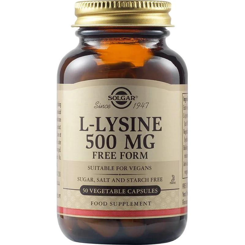Solgar L-Lysine 1000mg Συμπλήρωμα Διατροφής Αμινοξέος Λυσίνης για την Αποτοξίνωση του Ήπατος & Πρόληψη Επανεμφάνισης του Ιού του Επιχείλιου Έρπητα & Άλλων Ιογενών Λοιμώξεων 50veg.caps