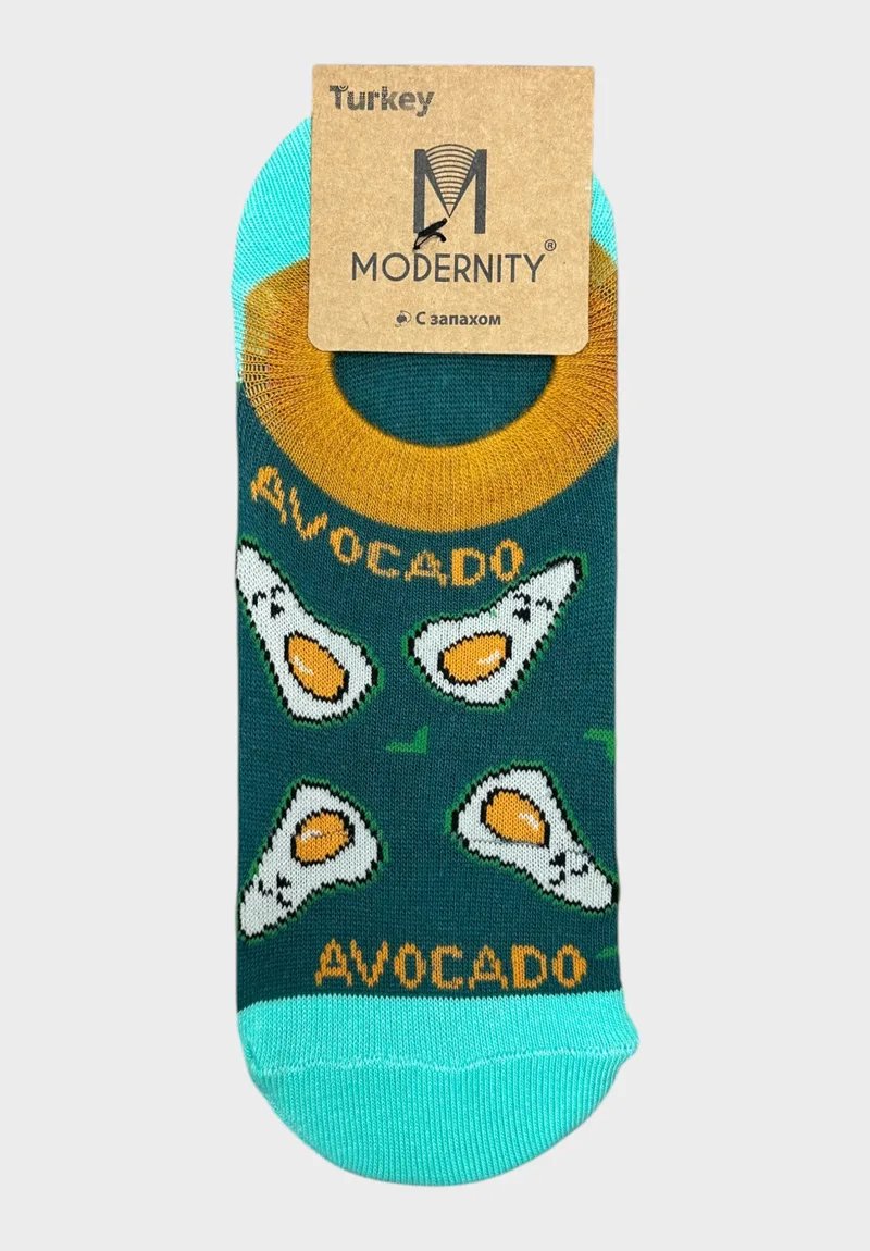 Modernity Γυναικείες Κάλτσες Αστραγάλου με Σχέδιο Avocado III MDW17-Βεραμάν