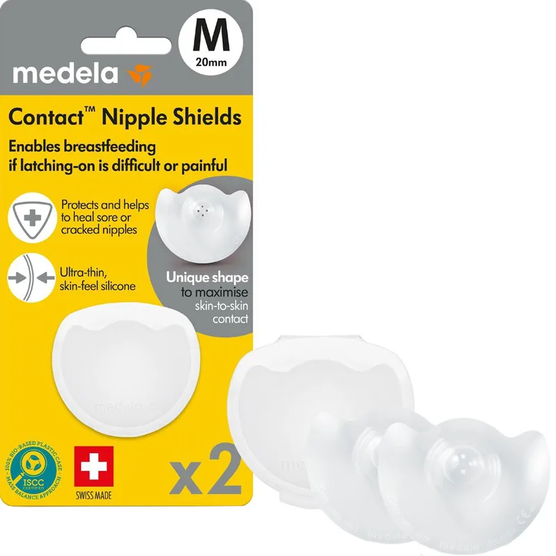 Medela Contact Nipple Shields Ψευδοθηλές για τη Διευκόλυνση του θηλασμού για Μητέρες με Πληγωμένες, Επίπεδες ή Εισέχουσες Θηλές 2 Τεμάχια - Medium 20mm