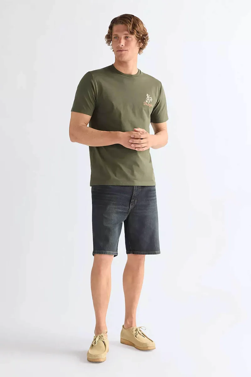 Wrangler® ανδρική denim βερμούδα πεντάτσεπη Regular Fit "Cowboy" - 112378442-** Μαύρο