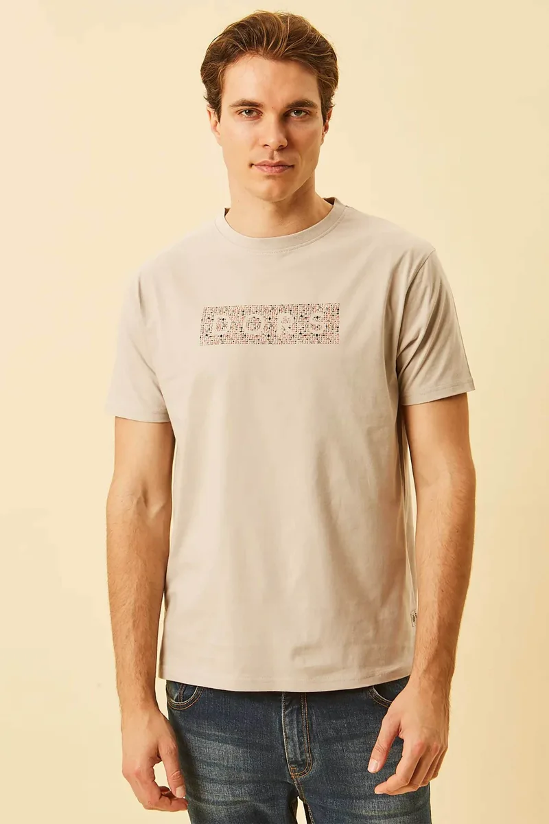 DORS ανδρικό T-shirt με graphic logo Regular Fit - 1140024.C03 Μπεζ