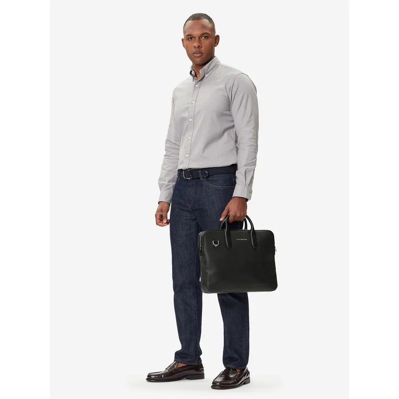 Τσάντα για laptop Tommy Hilfiger Th Business Leather Computer Bag AM0AM13642 Μαύρο