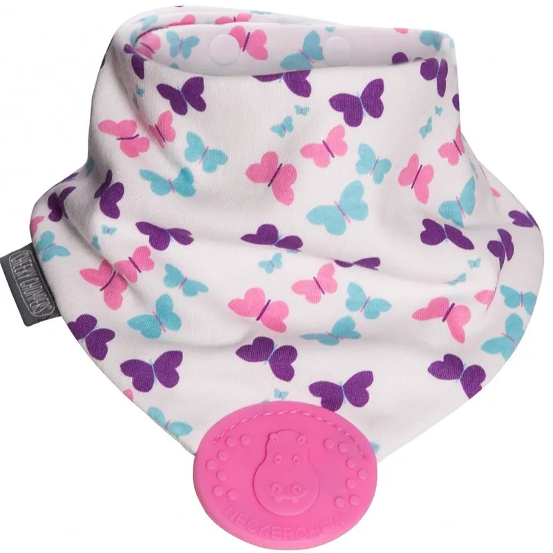 Cheeky Chompers Neckerchew Theething Bib 2m+ Κωδ 88189 - Butterfly World Υφασμάτινη Σαλιάρα Διπλής Όψεως με Ρυθμιζόμενο Κουμπί & Μασητικό, 1 Τεμάχιο