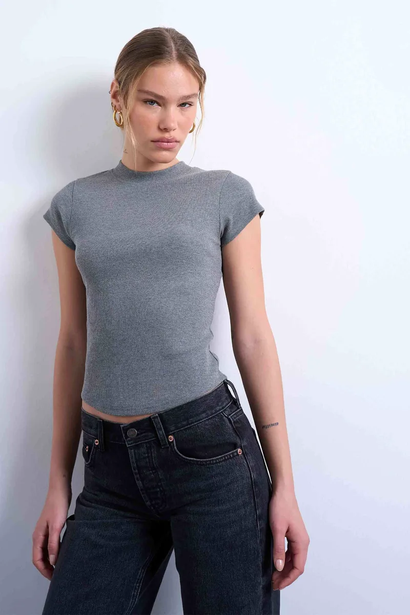 Topshop γυναικεία μπλούζα μονόχρωμη "Tsea" - 31000933 Γκρι