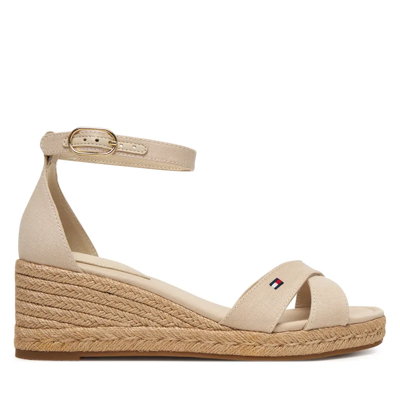 Εσπαντρίγιες Tommy Hilfiger Mid Wedge Espad X Cross FW0FW09332 Μπεζ