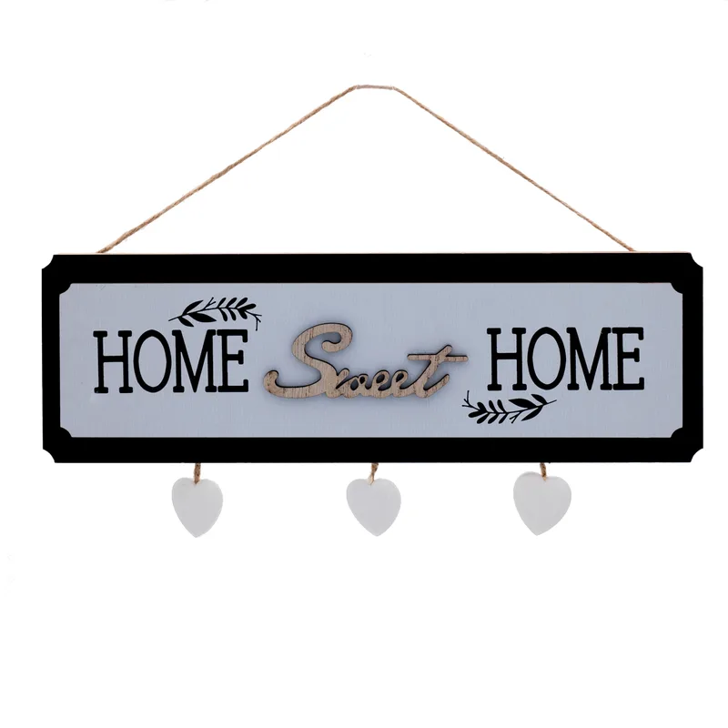 Ξύλινο Κρεμαστό Διακοσμητικό "Home Sweet Home" σε 2 Χρώματα 34.5x11cm Άσπρο