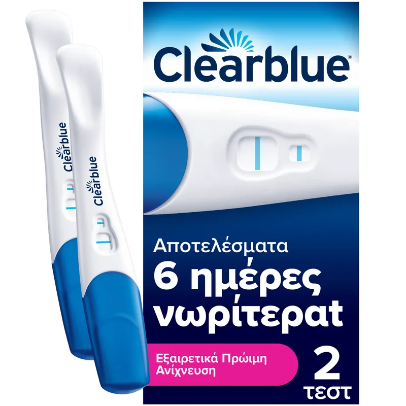 Clearblue Ultra Early Pregnancy Test Τεστ Εγκυμοσύνης με Εξαιρετικά Πρώιμη Ανίχνευση για Αποτελέσματα Έως & 6 Ημέρες Νωρίτερα 2 Τεμάχια