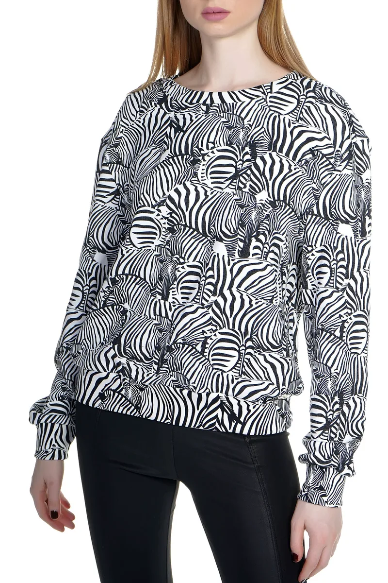 Μπλούζα Μακρυμάνικη Kendal + Kylie Zebra B&W Classic College KKW3711653-ZEBRA Γυναικείο