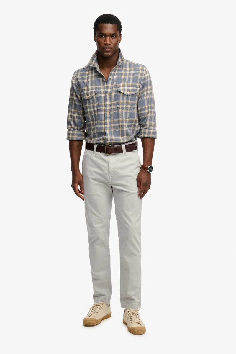 Superdry ανδρικό παντελόνι chino Tapered Fit "Utility" - M7011414A Γκρι Ανοιχτό