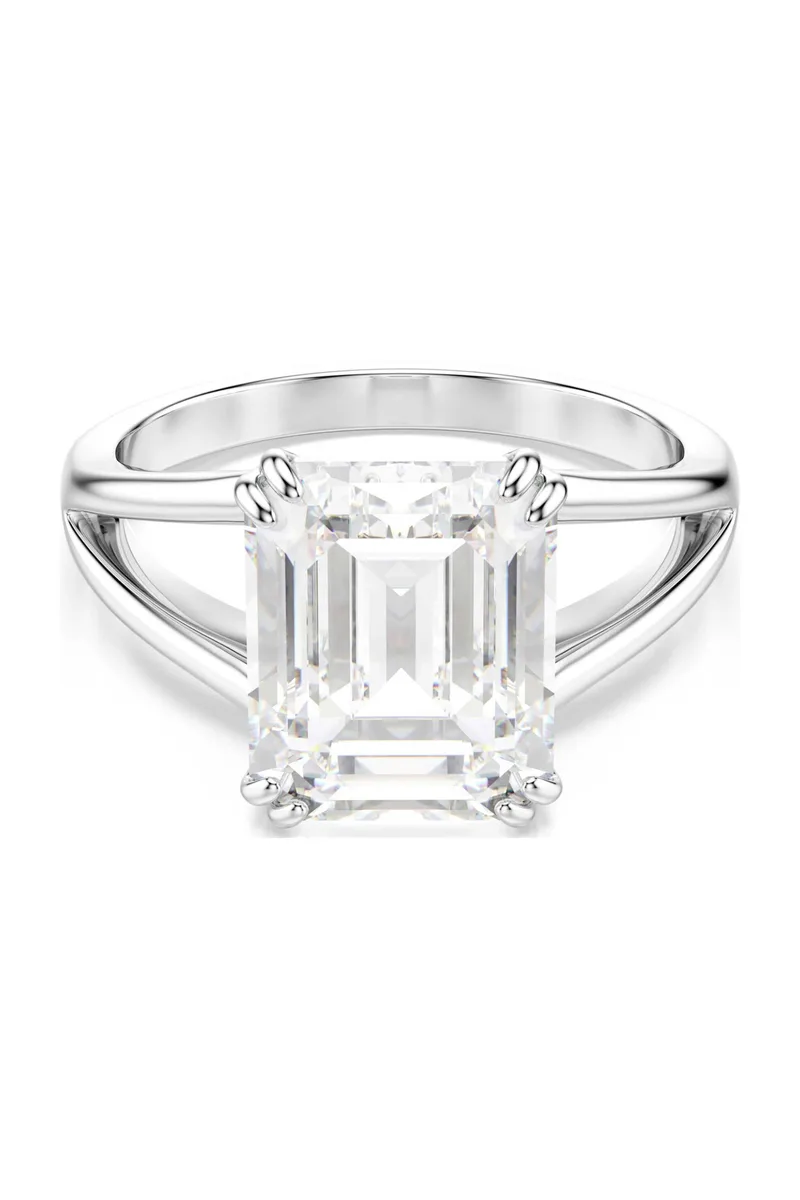 Swarovski γυναικείο δαχτυλίδι οκταγωνική κοπή, λευκό, φινίρισμα σε ασημένιο τόνο "Stilla" (55) - 5717880
