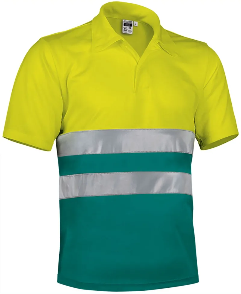 Hi-Vis Κοντομάνικο Polo Shirt BUILD Valento POVABUIAE Fluo Yellow-Amazon Green