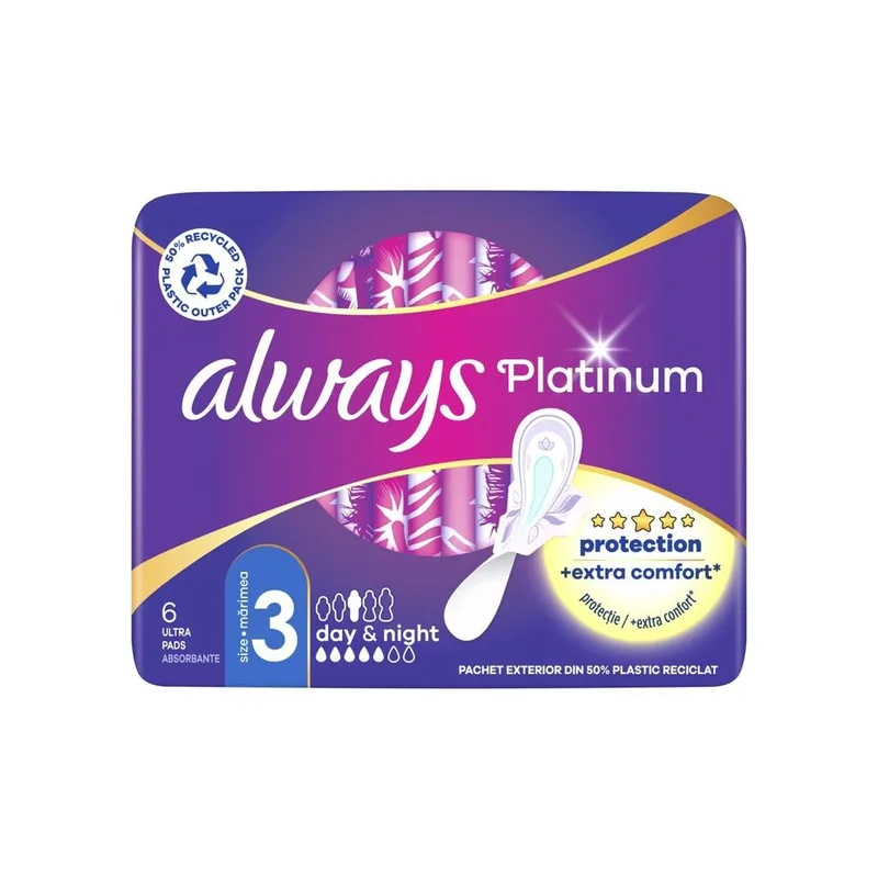 Always Platinum Night Σερβιέτες No3 Με Φτερά 6τμχ
