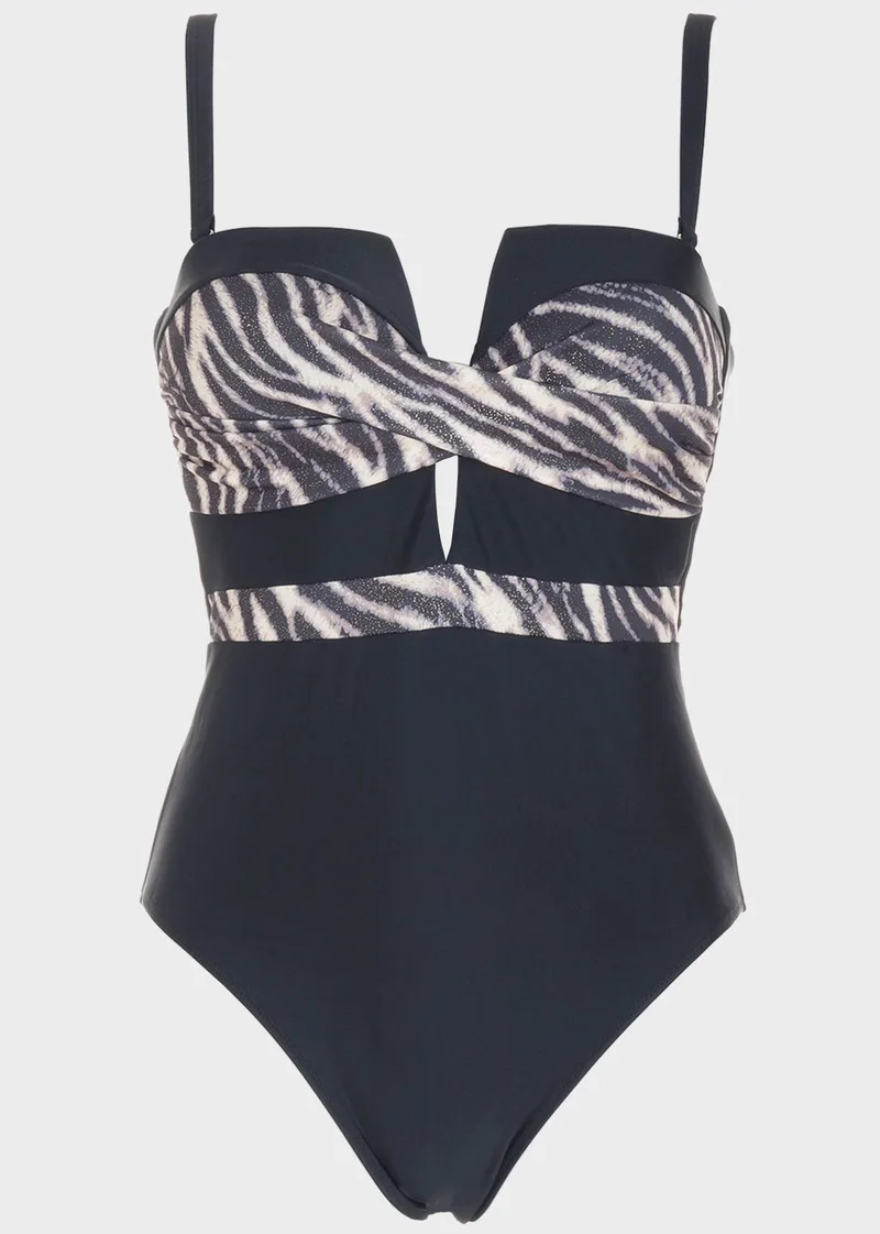Ολόσωμο μαγιο strapless με animal print μπούστο. Καλύπτει B Cup ANIMAL