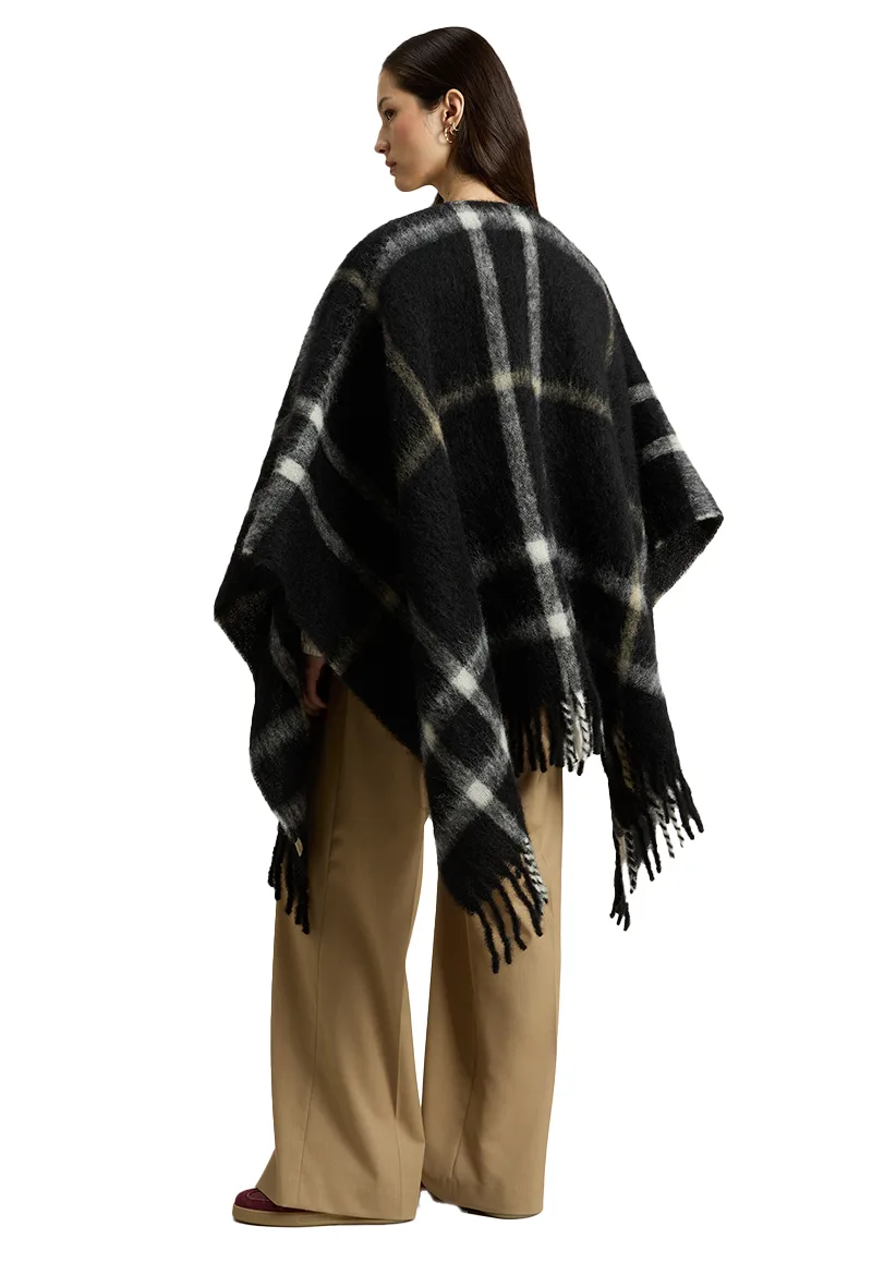 ΓΥΝΑΙΚΕΙΑ ΚΑΠΑ BRUSHED ALPACA CHECK WOOLRICH ΜΑΥΡΟ