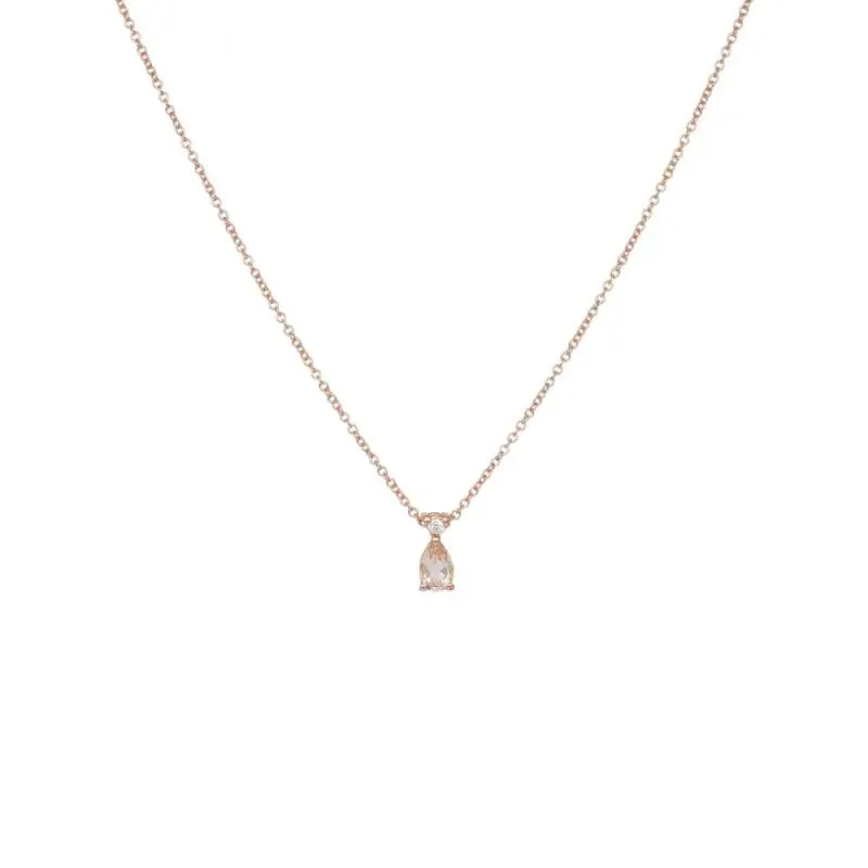 Ροζ gold κολιέ Κ18 morganite and diamond 043315 043315 Χρυσός 18 Καράτια
