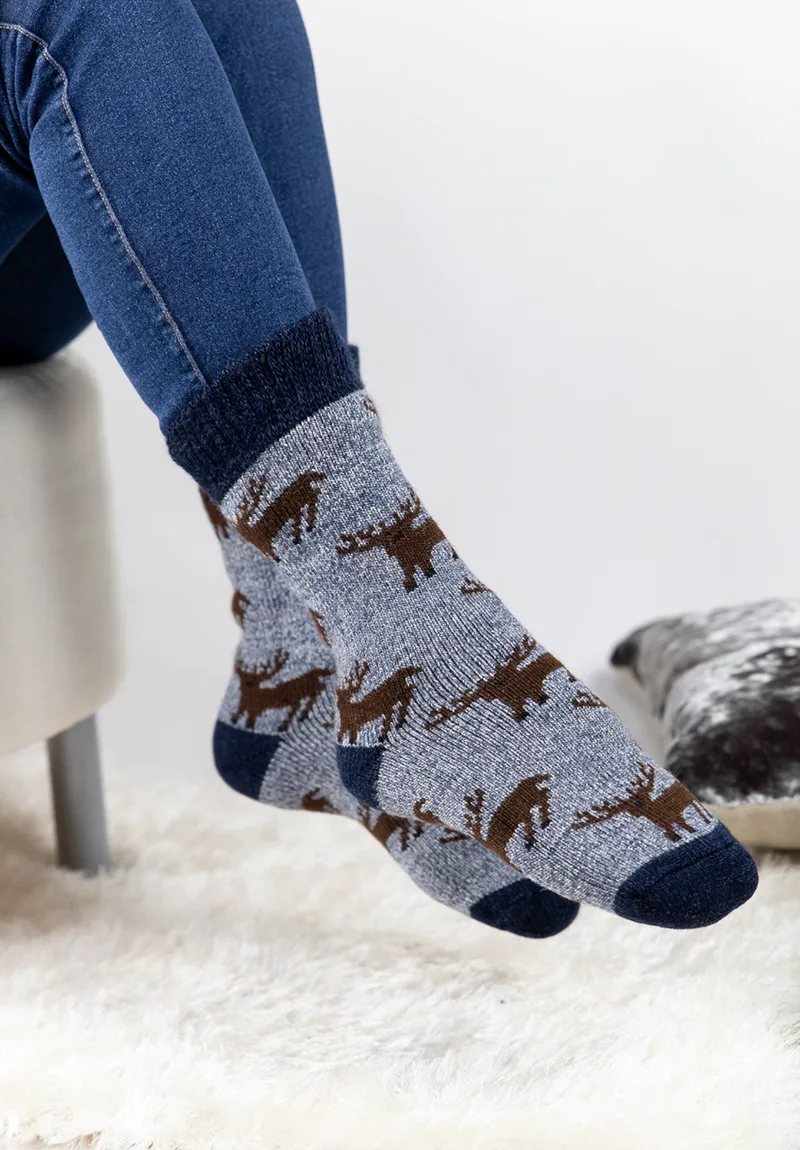 Κάλτσες γυναικείες ισοθερμικές με σχέδια Soma Socks SS6027-Ανθρακί Μελανζέ