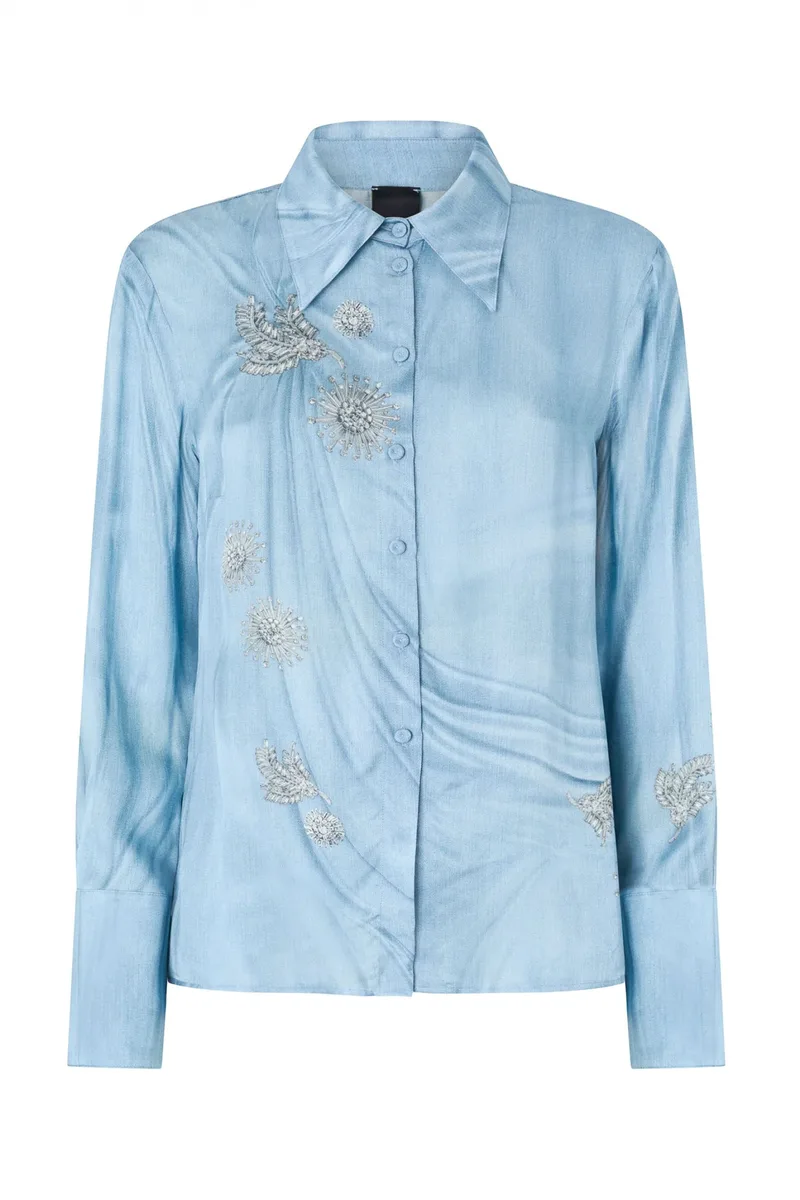 PINKO ΠΟΥΚΑΜΙΣΟ CHRISTA SHIRT PRINTED ΓΑΛΑΖΙΟ