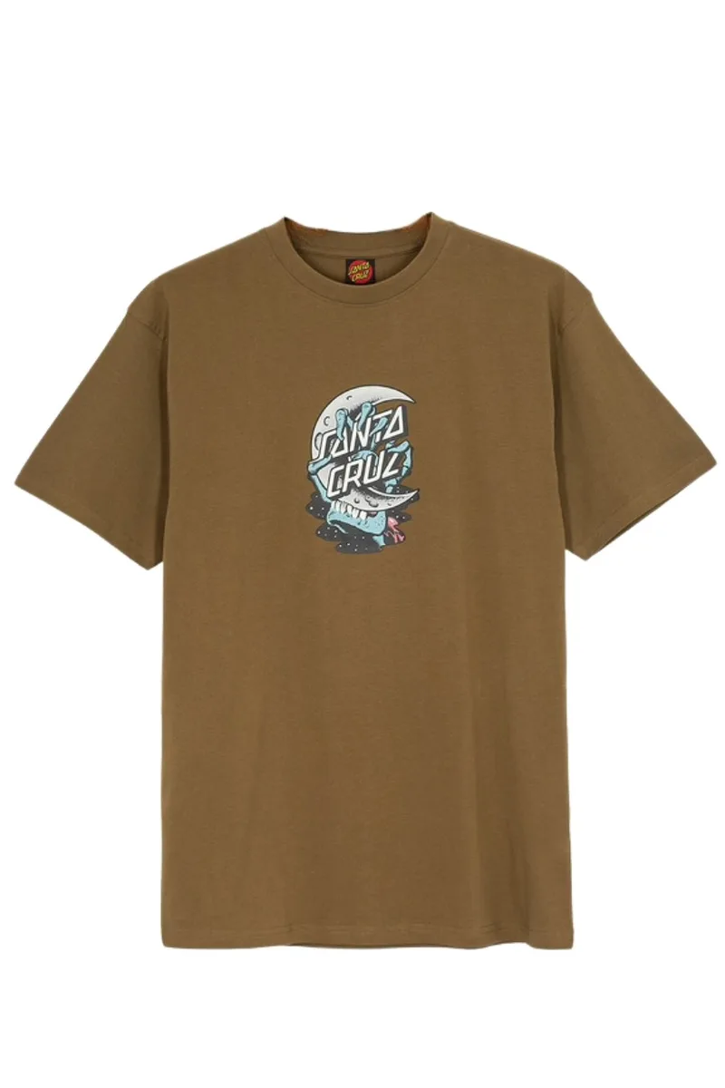 SANTA CRUZ T-Shirts Crescent Bone Hand Front T-Shirt - GREEN-SCA-TEE-12292-GREEN
