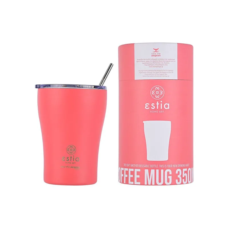 Κούπα θερμός με καλαμάκι 350ml Estia Save the Aegean - Fusion Coral