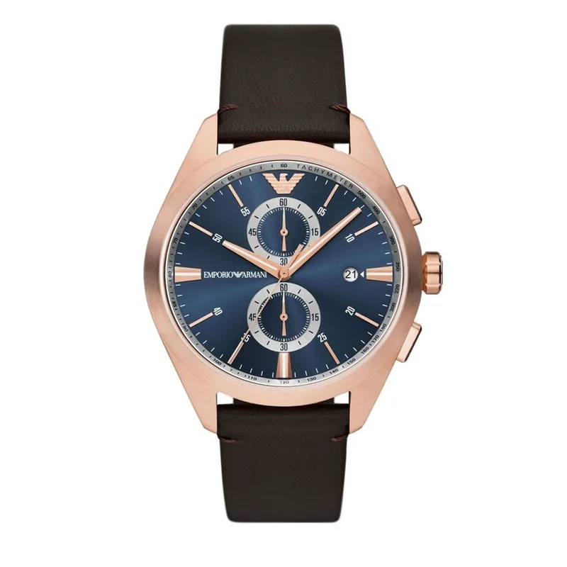 EMPORIO ARMANI Claudio Chronograph Brown Leather Strap AR11554
