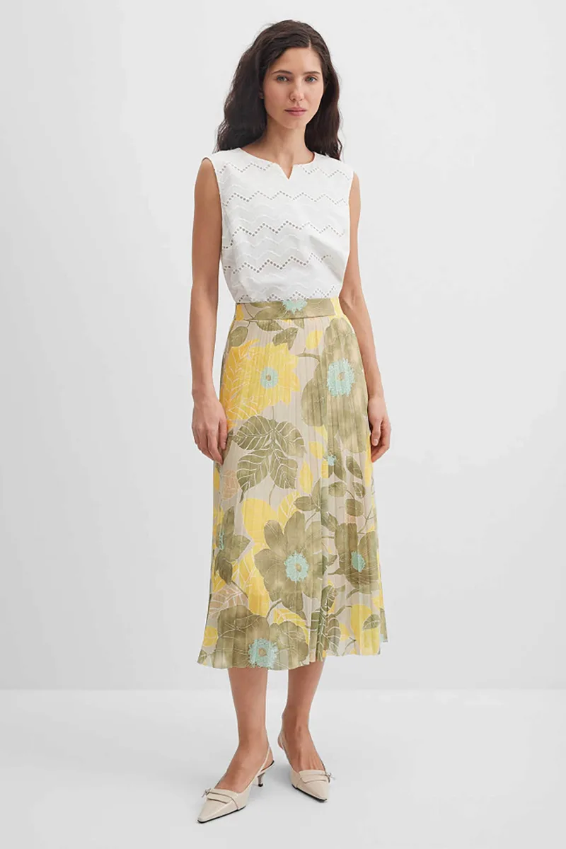 Gerry Weber γυναικεία φούστα midi πλισέ - N65697622042 Κίτρινο