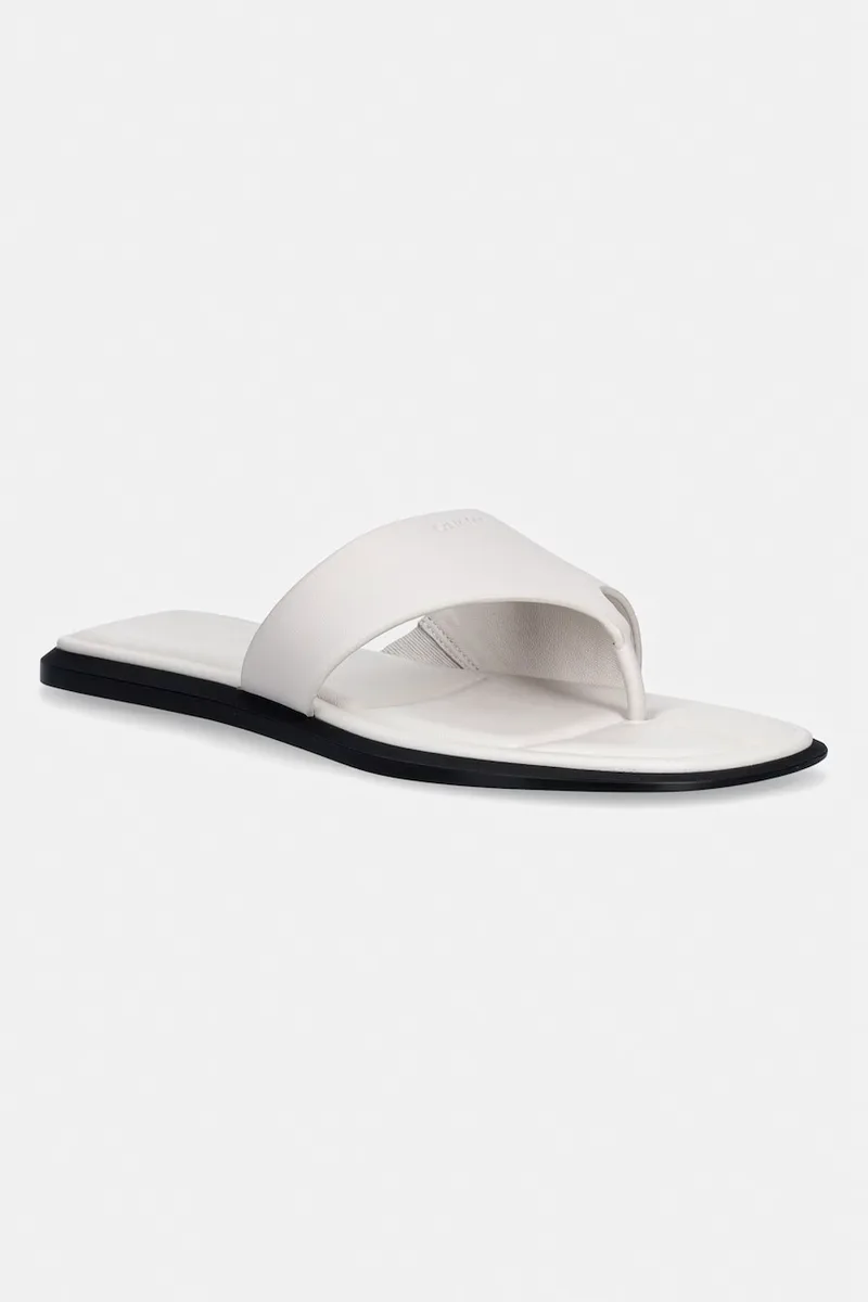 Calvin Klein σαγιονάρες δίχαλο Γυναικεία δερμάτινες FLAT SANDAL THONG LTH