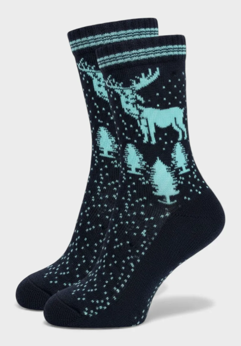 Γυναικεία Μάλλινη Κάλτσα Pro Socks Cozy Reindeer σε Μπλε Χρώμα PR25032-6-Μπλε