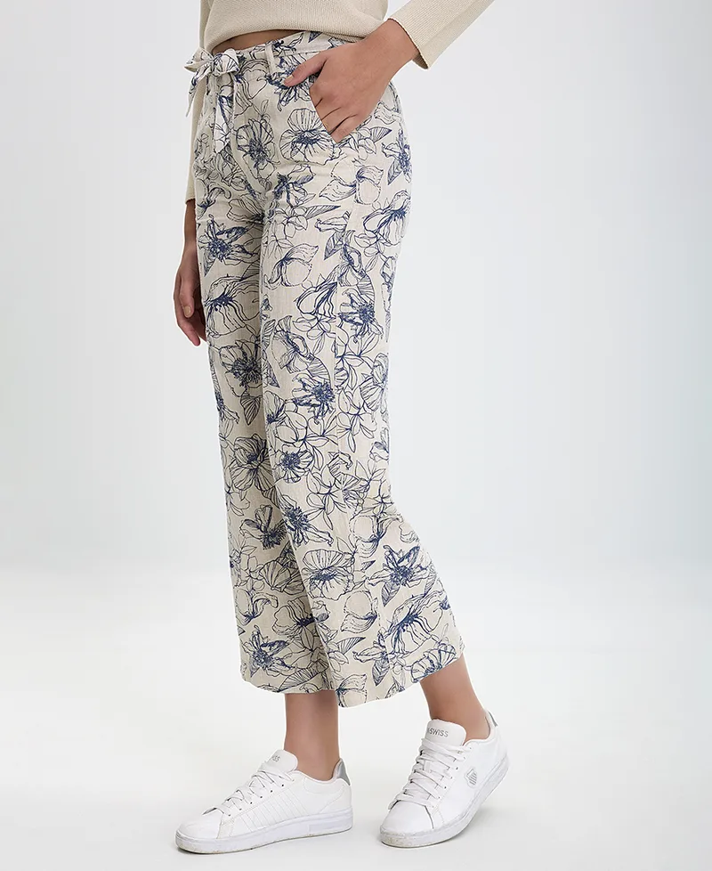 Παντελόνα Cropped Floral σε Μπλε Εμπριμέ